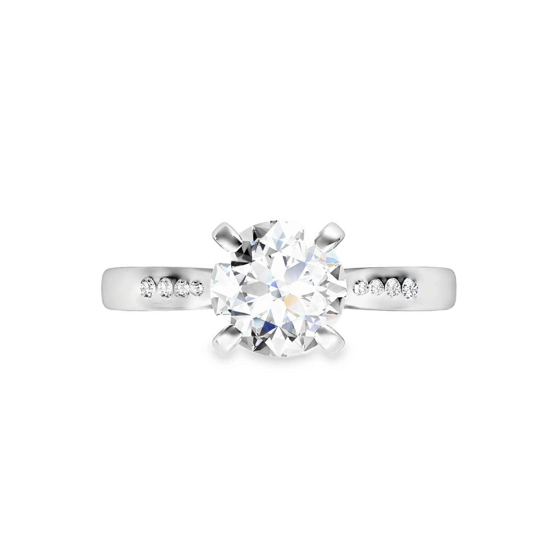 18K Gold Solitaire Ring with Side Stones