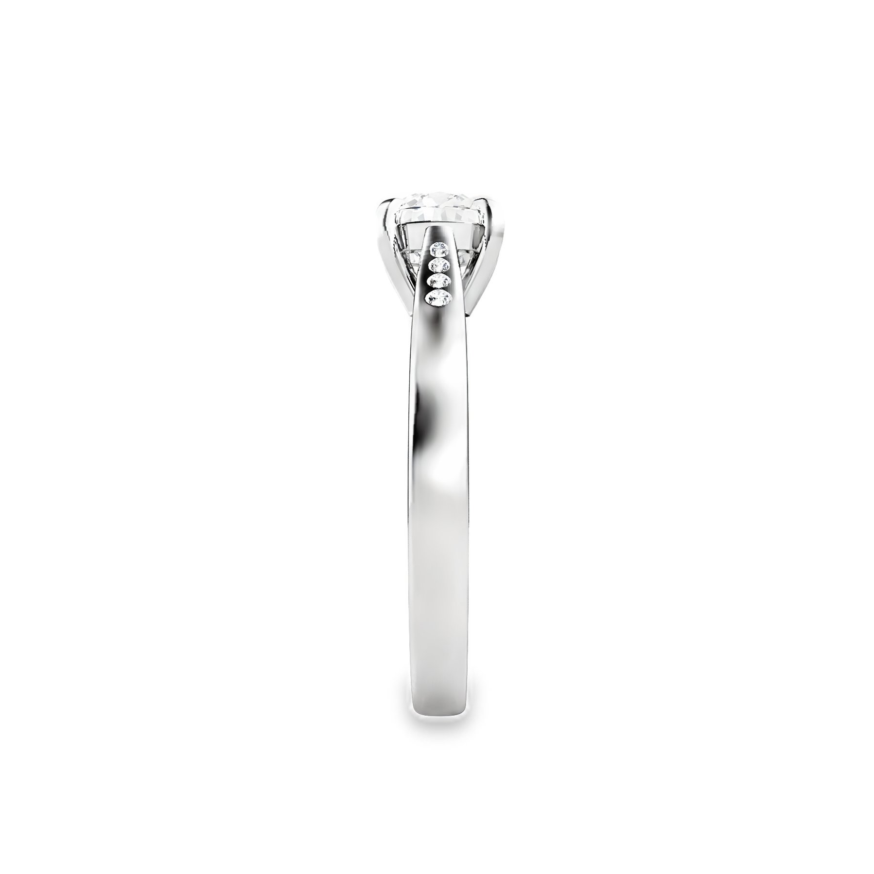 18K Gold Solitaire Ring with Side Stones