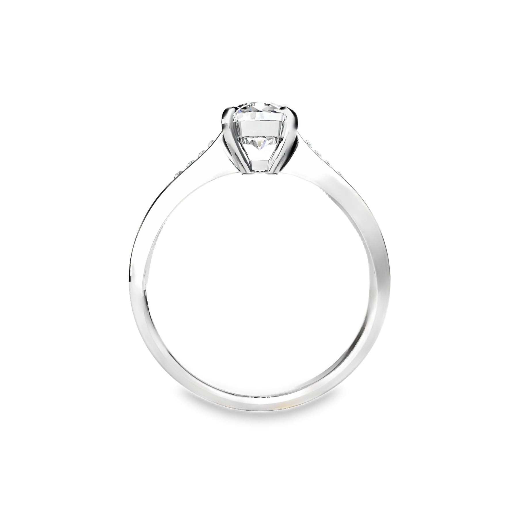 18K Gold Solitaire Ring with Side Stones