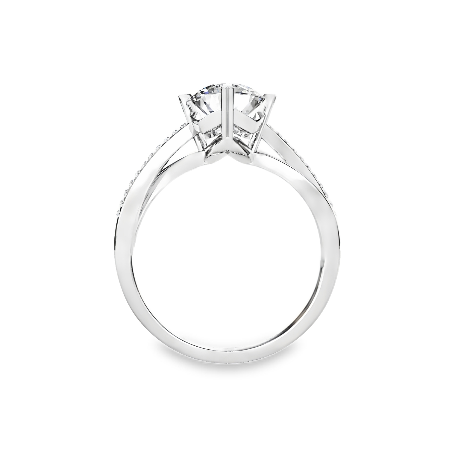 White Gold Solitaire Ring with Round Brilliant Cut Diamond