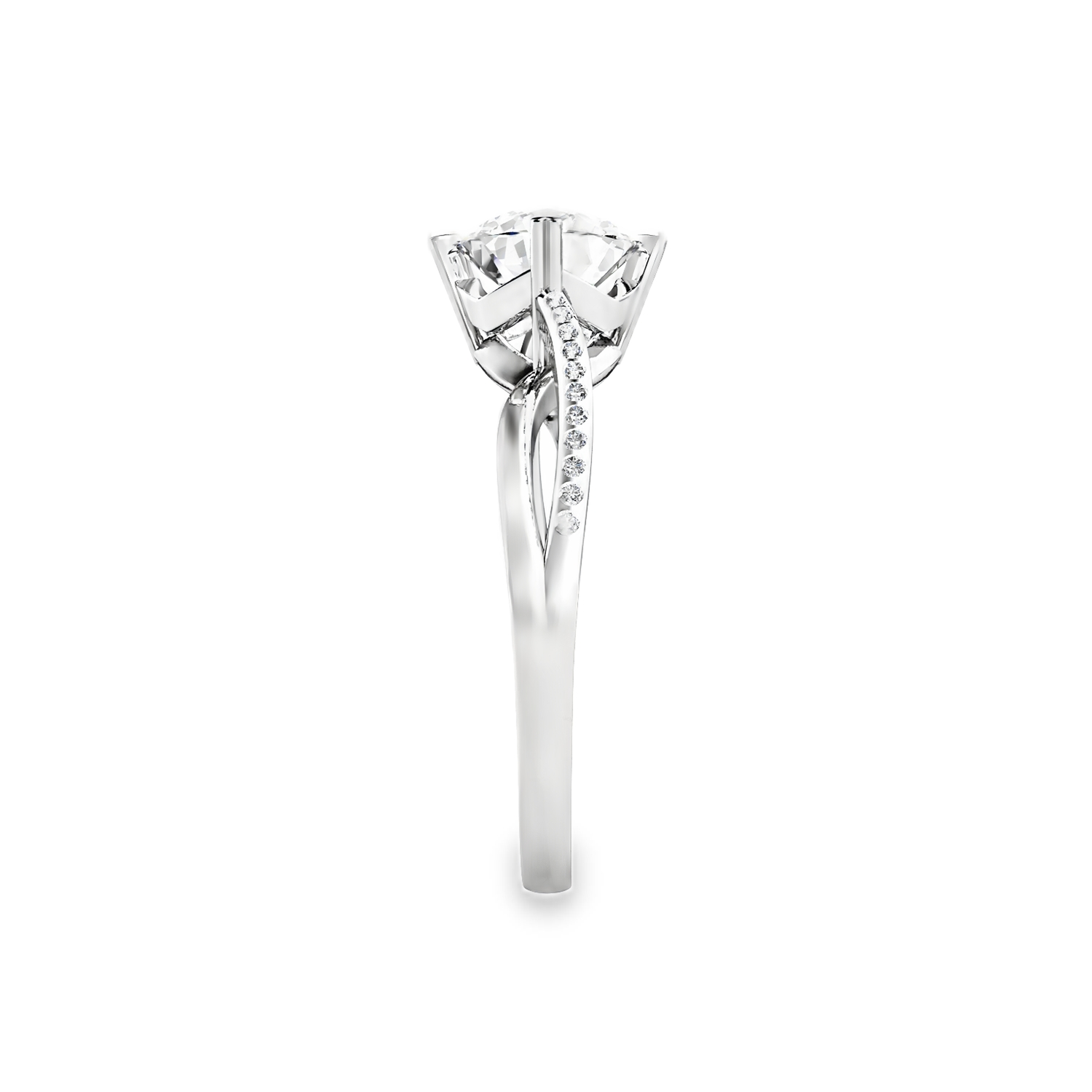 White Gold Solitaire Ring with Round Brilliant Cut Diamond