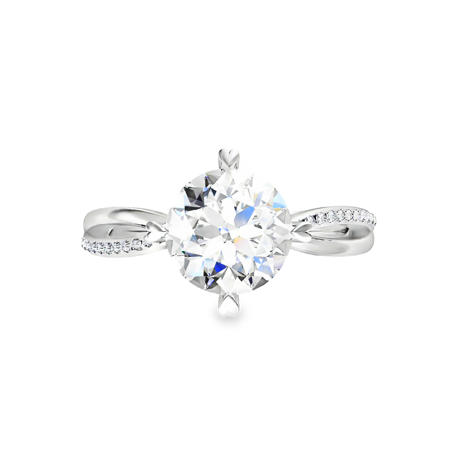 White Gold Solitaire Ring with Round Brilliant Cut Diamond