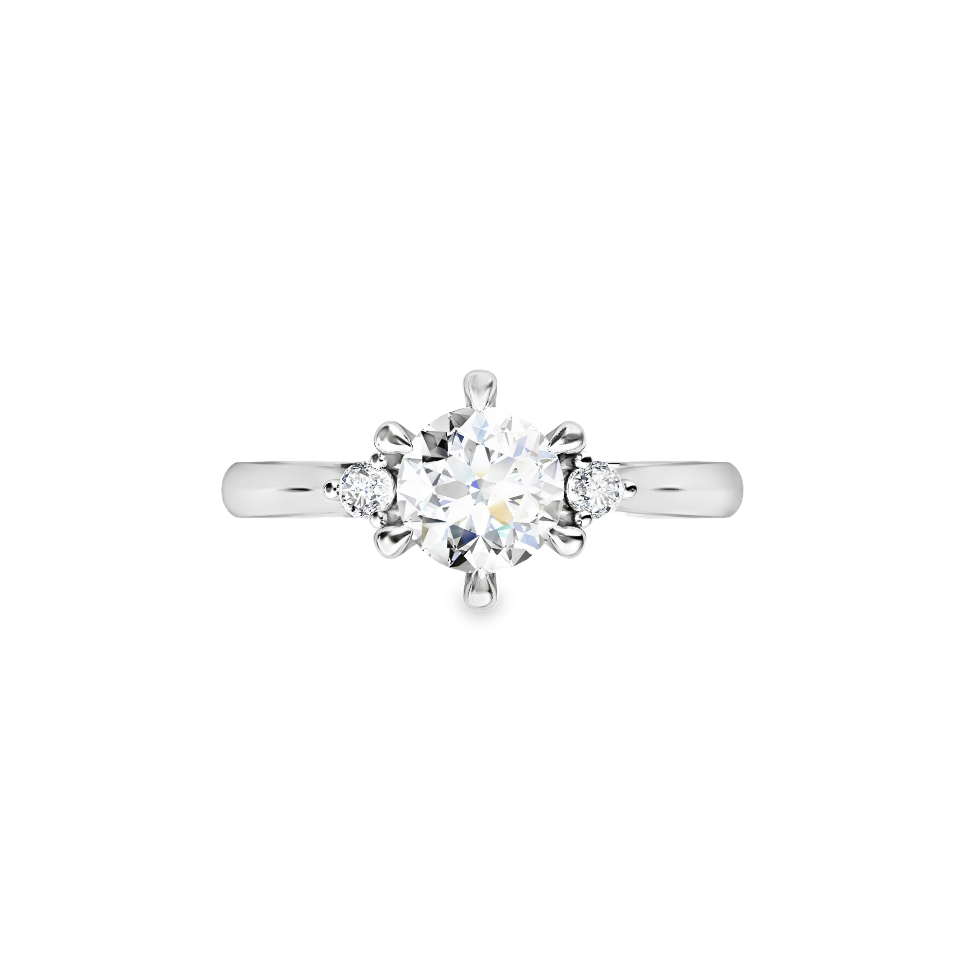 White Gold Multistone Ring with Round Brilliant Diamond