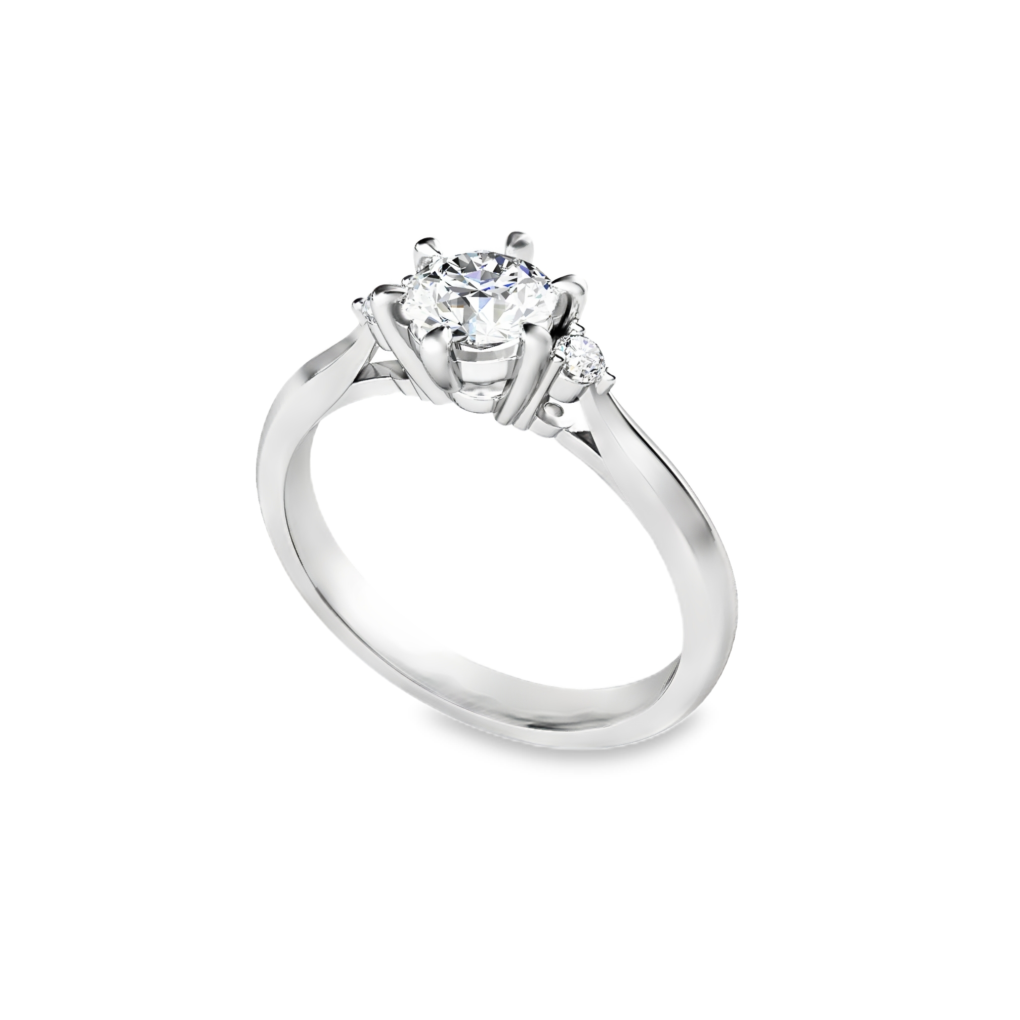 White Gold Multistone Ring with Round Brilliant Diamond