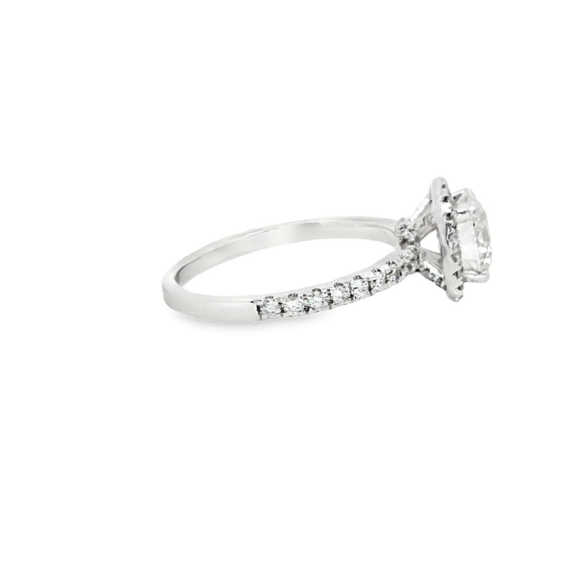 18K Gold Diamond Halo Engagement Ring