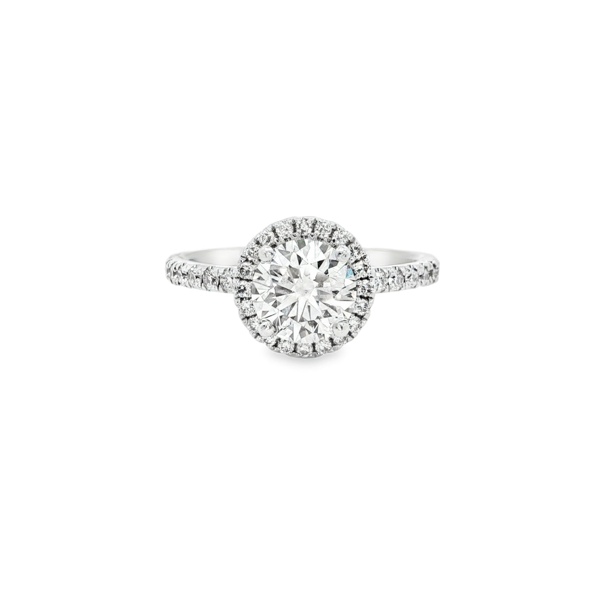 18K Gold Diamond Halo Engagement Ring