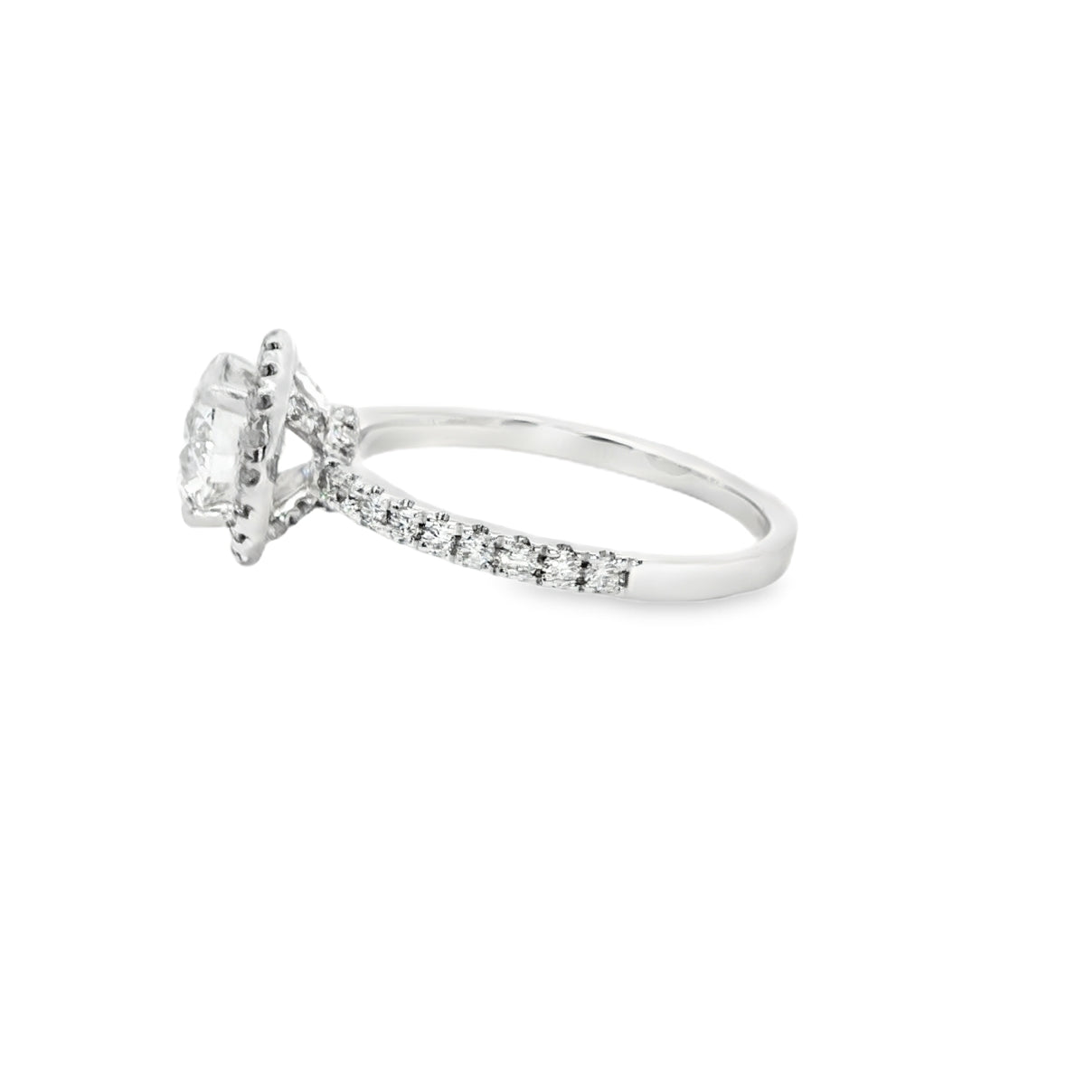 18K Gold Diamond Halo Engagement Ring
