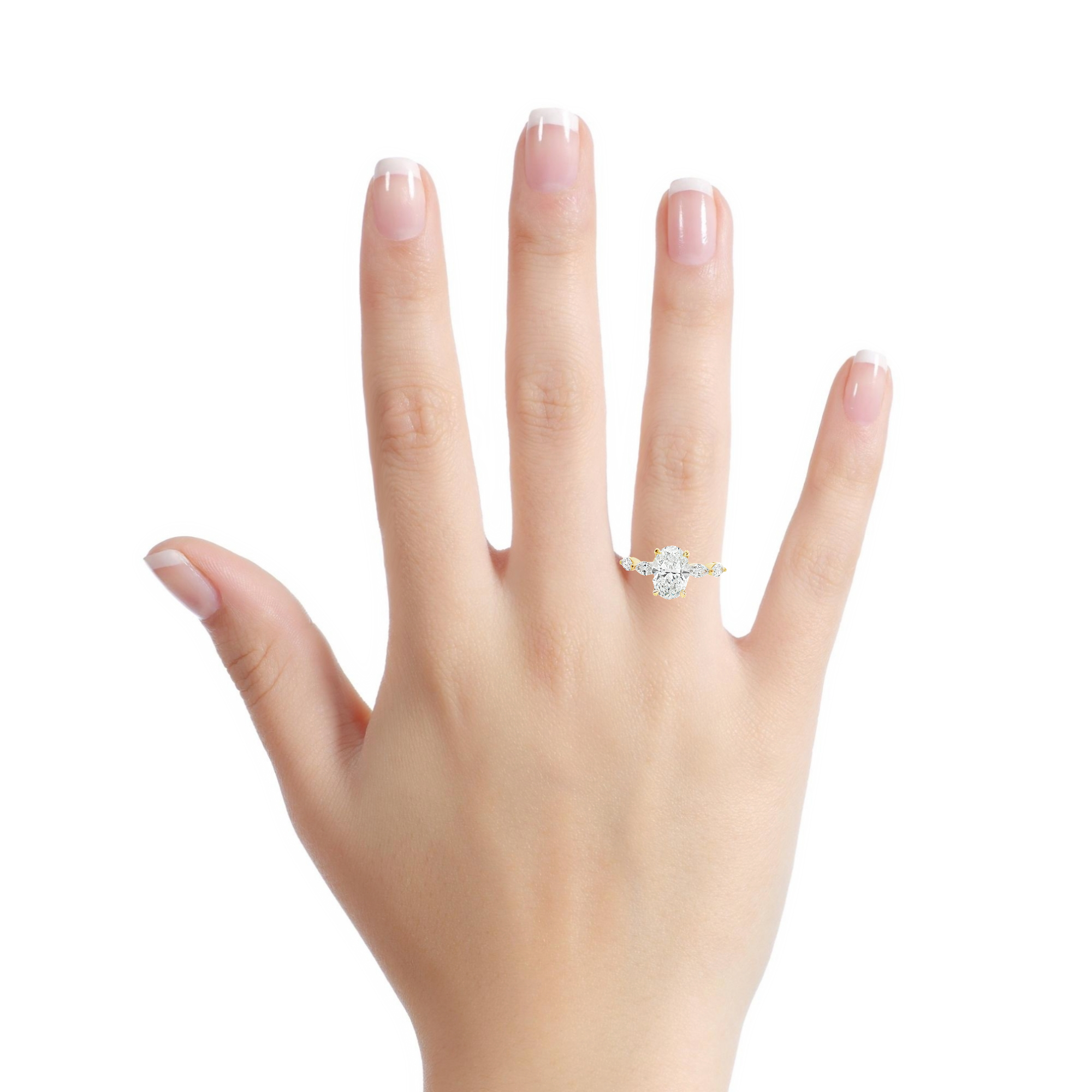 Oval Diamond with marquise diamonds ring