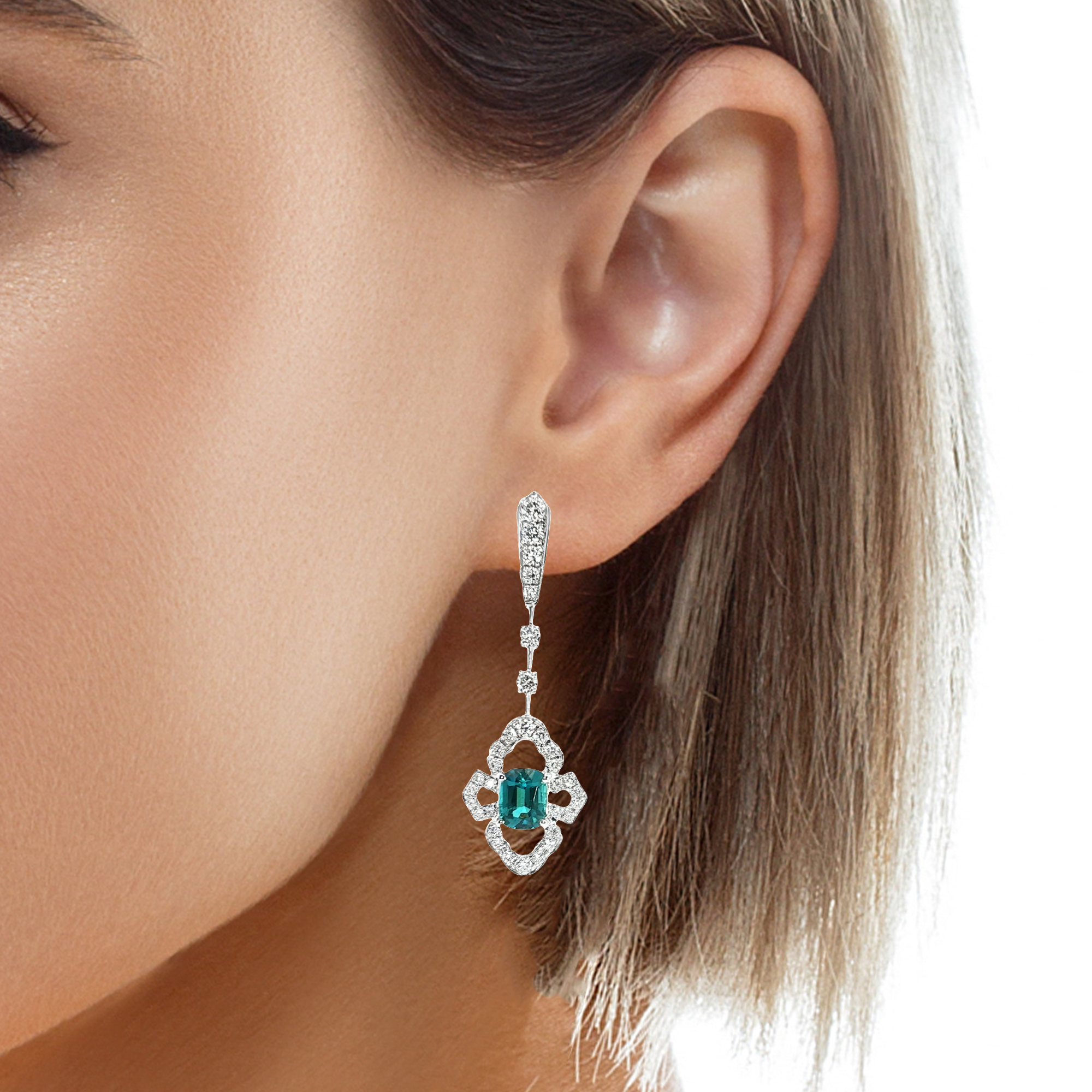 Lagoon Toumaline diamonds Earrings