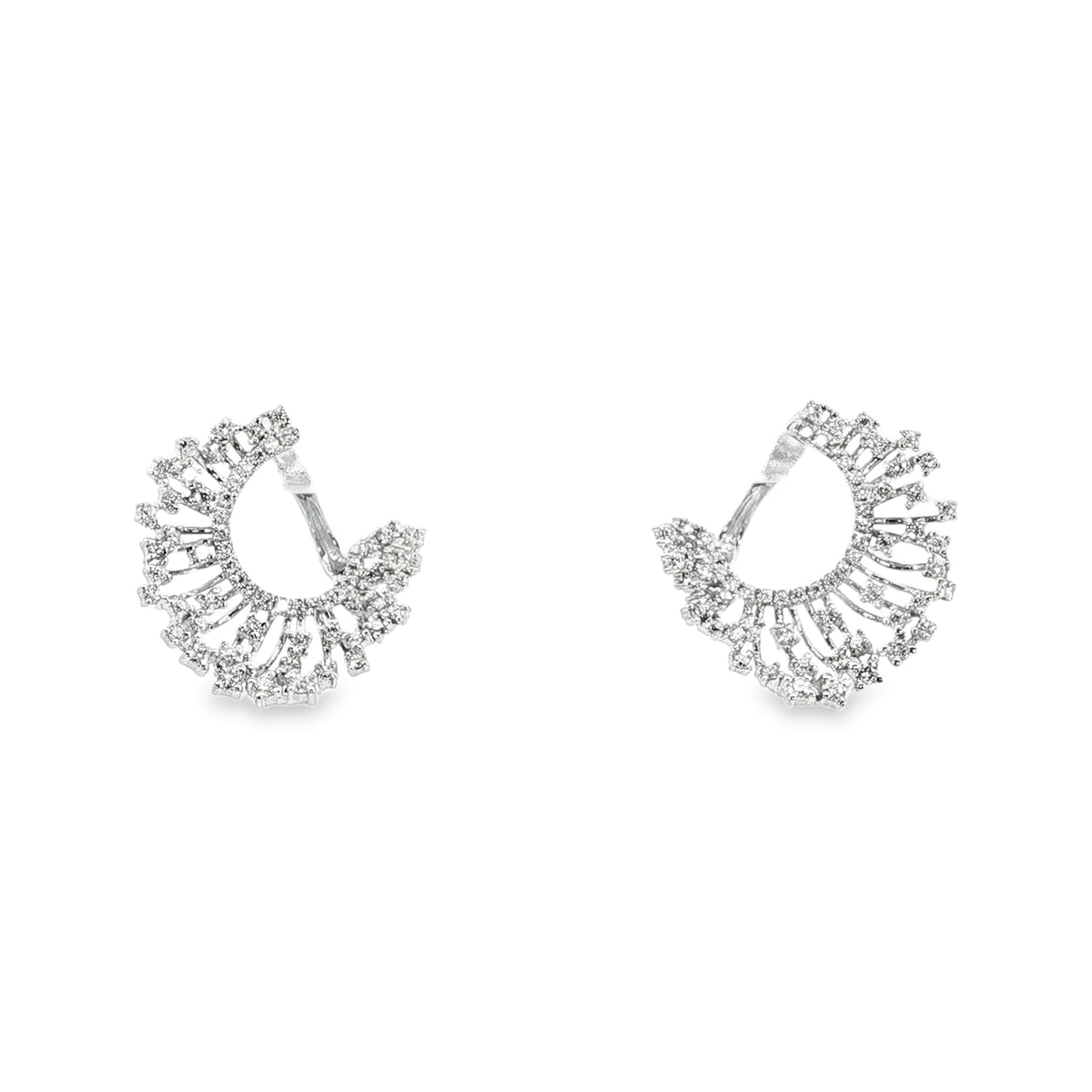 White Gold Hoop Earrings with Round Brilliant Diamonds