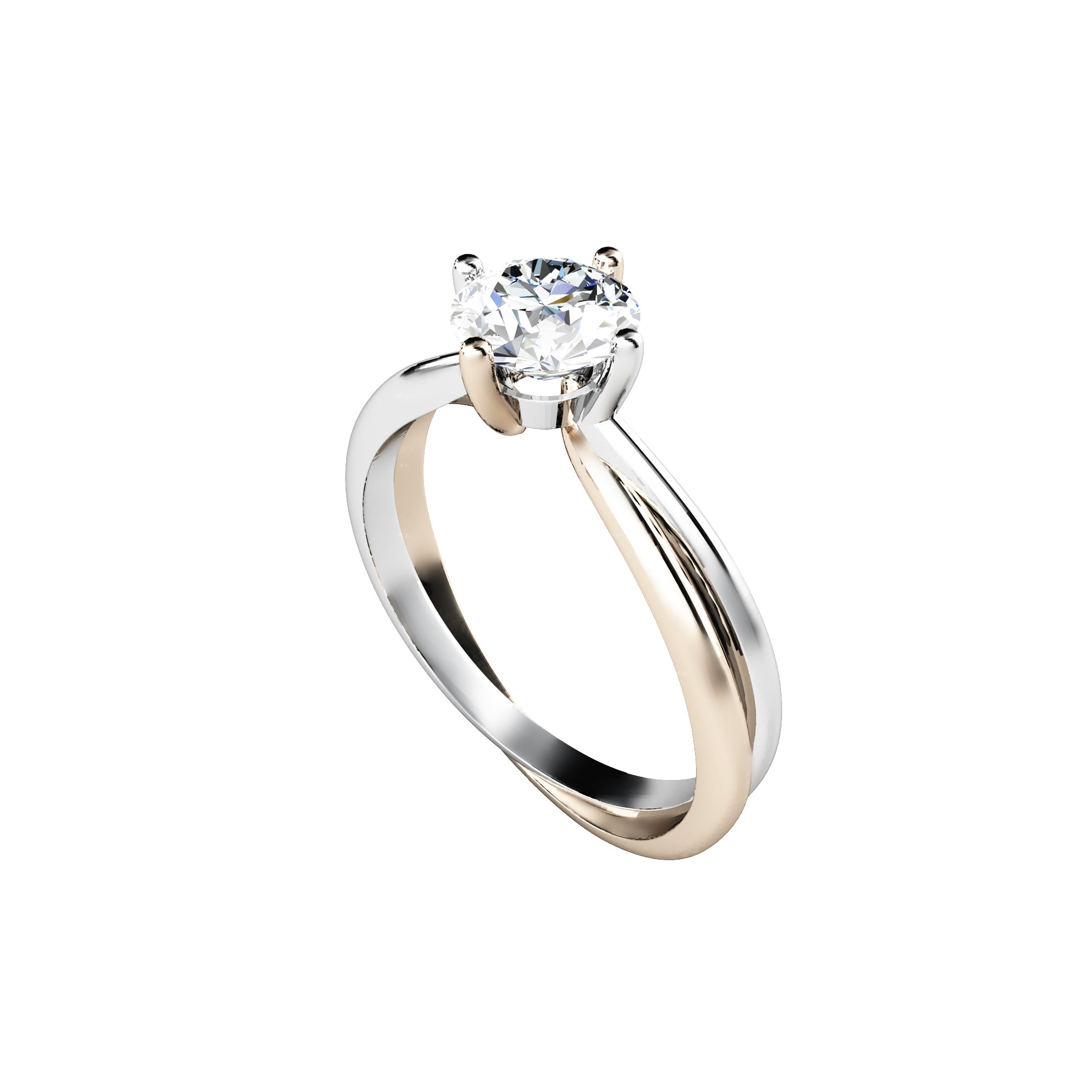 Gold Solitaire Ring with Round Brilliant Diamond