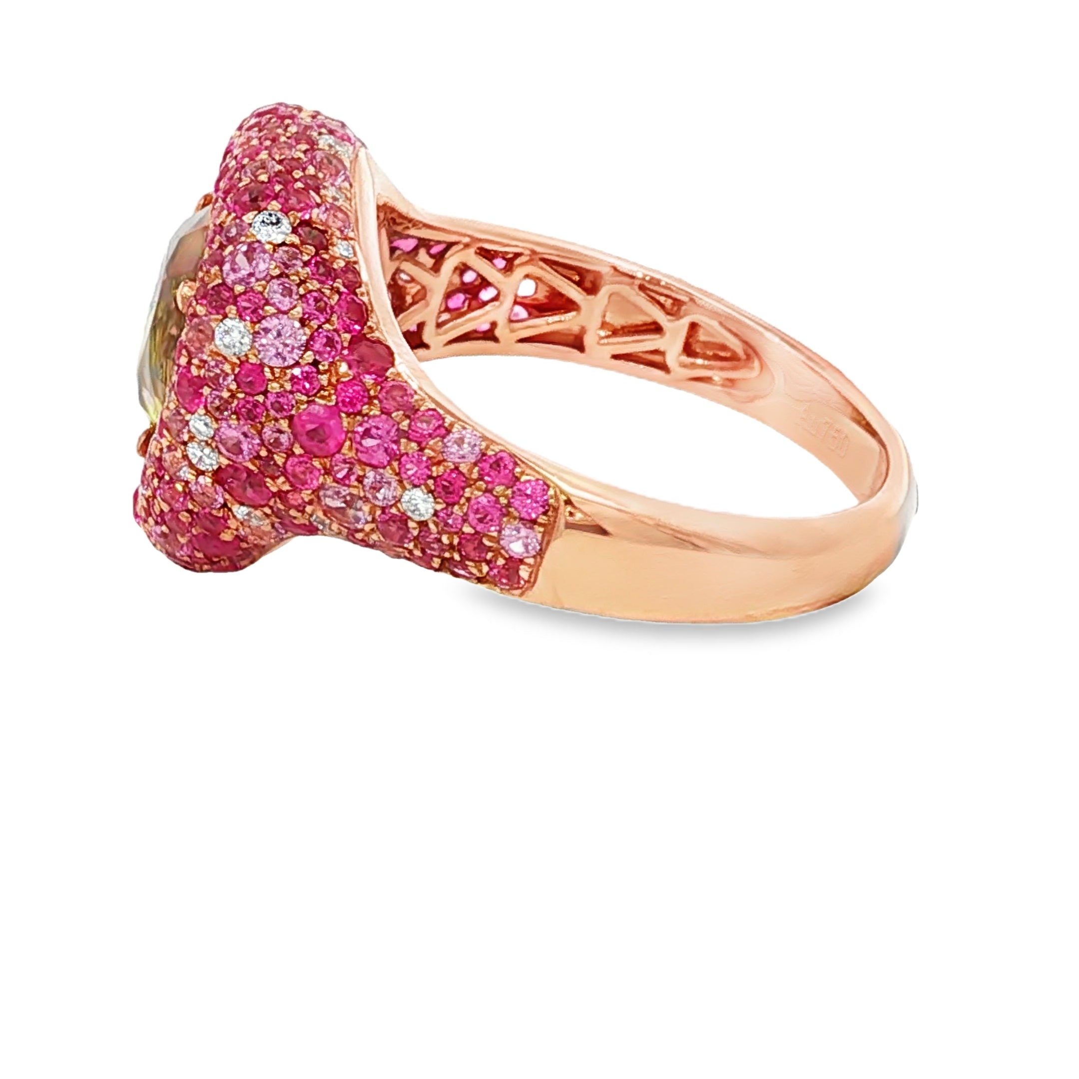 Gold Cocktail Ring with Trillion-Cut Peridot Gemstone