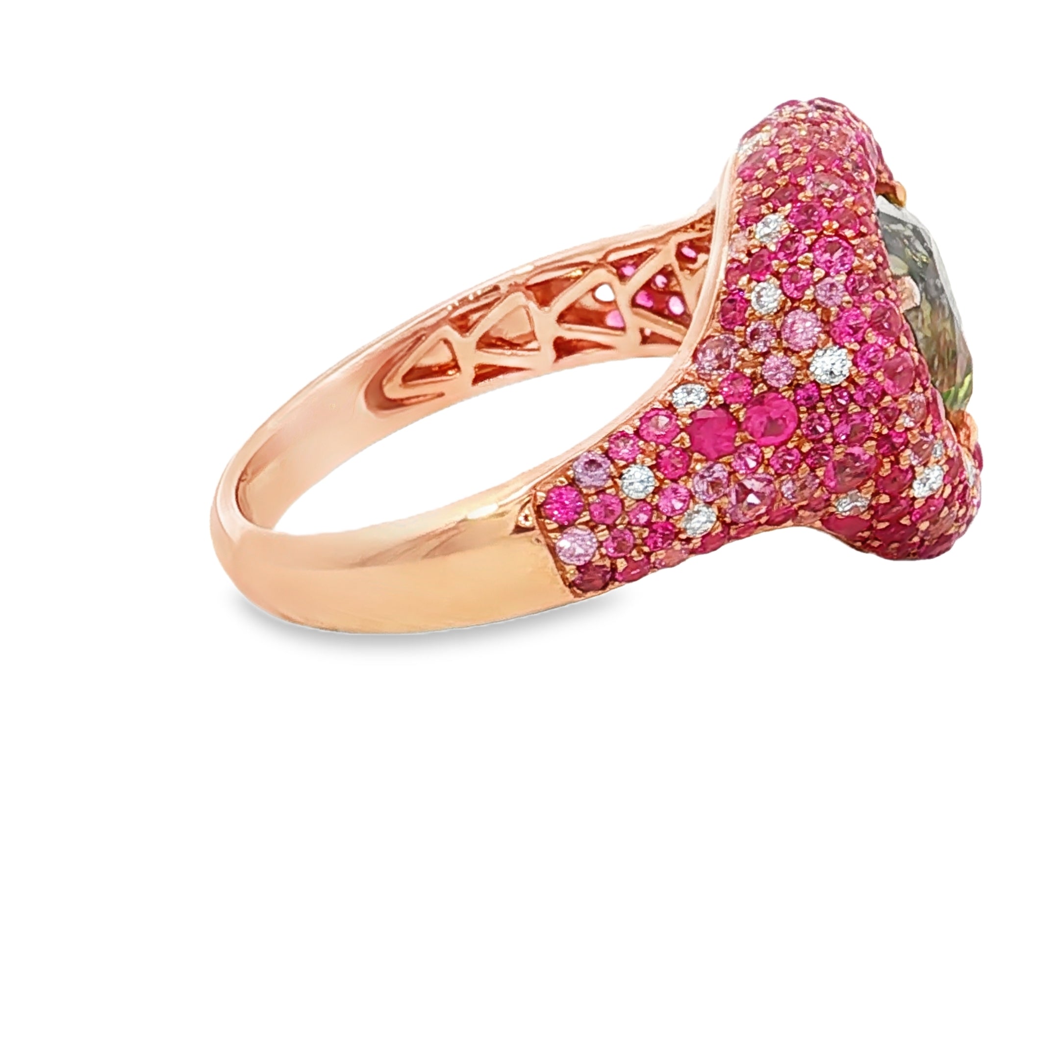 Gold Cocktail Ring with Trillion-Cut Peridot Gemstone