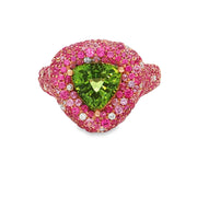 Gold Cocktail Ring with Trillion-Cut Peridot Gemstone