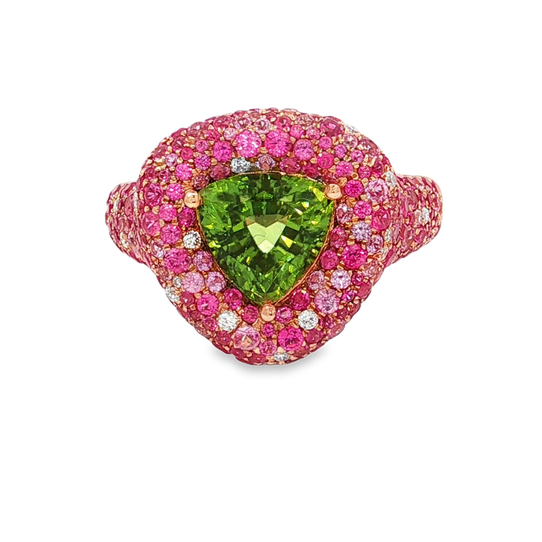 Gold Cocktail Ring with Trillion-Cut Peridot Gemstone
