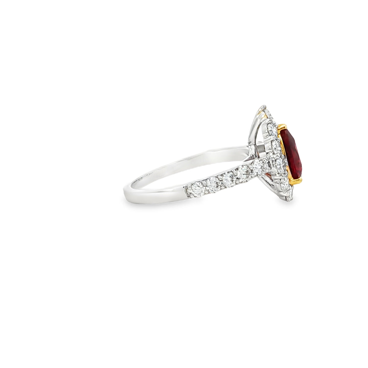 White Gold Ring with Pear-Shaped Ruby