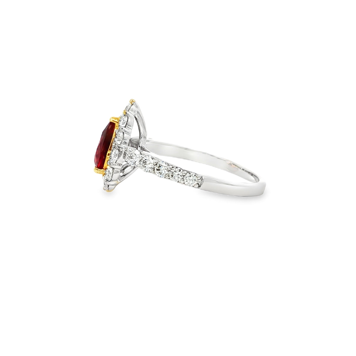 White Gold Ring with Pear-Shaped Ruby