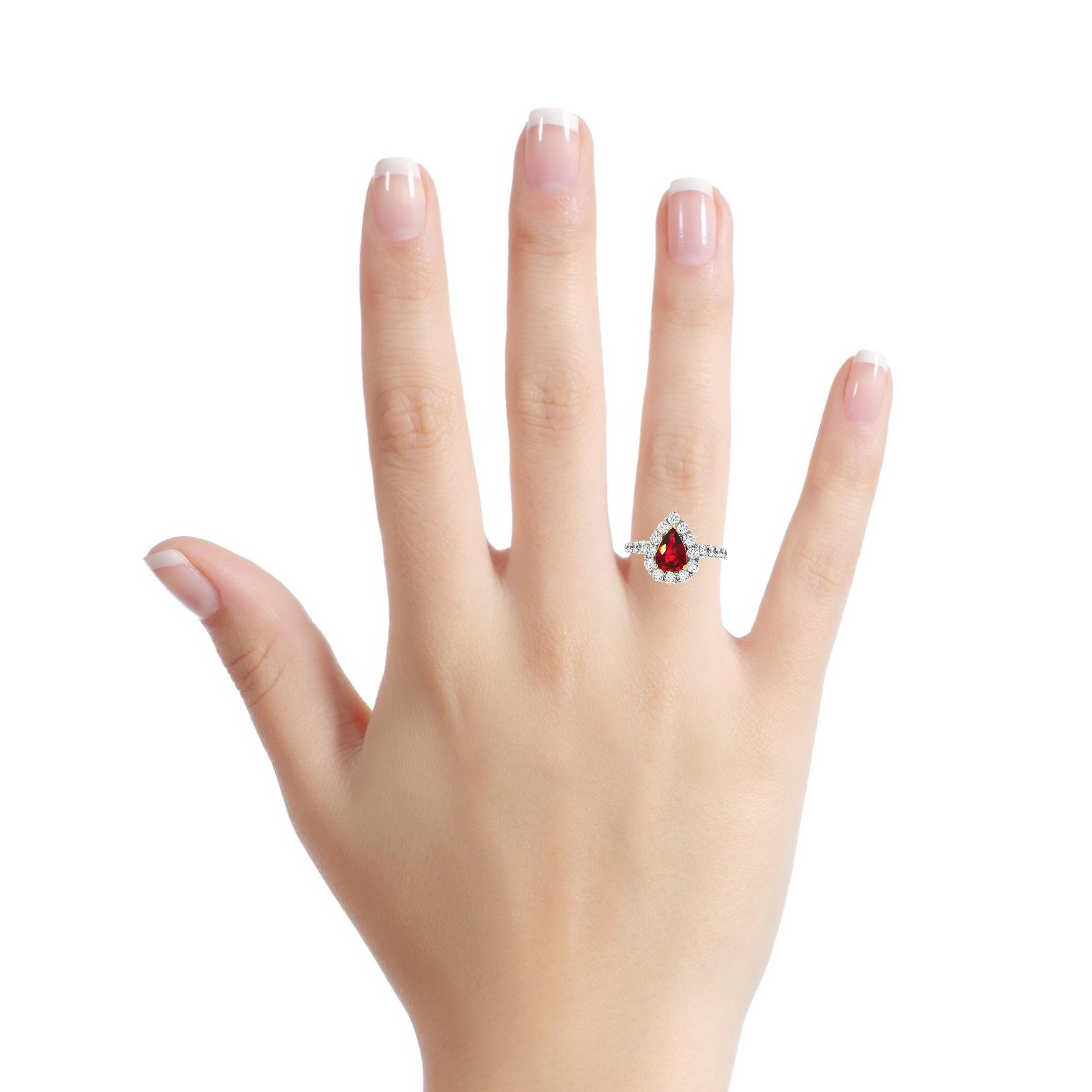 White Gold Ring with Pear-Shaped Ruby
