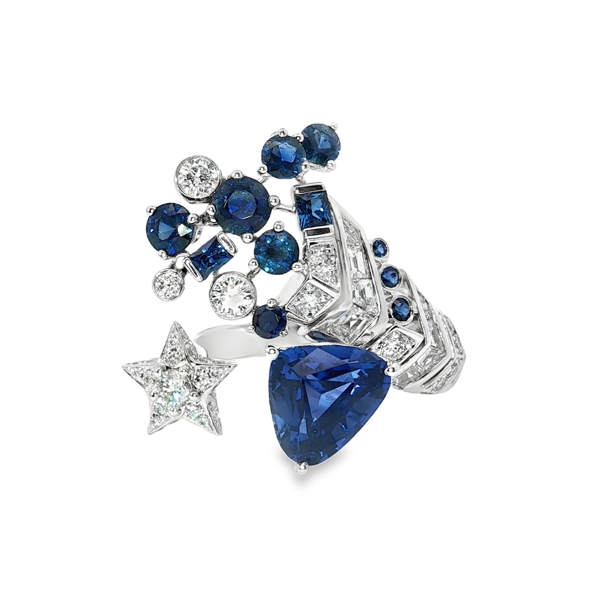 Elegant Sapphire Cluster Ring