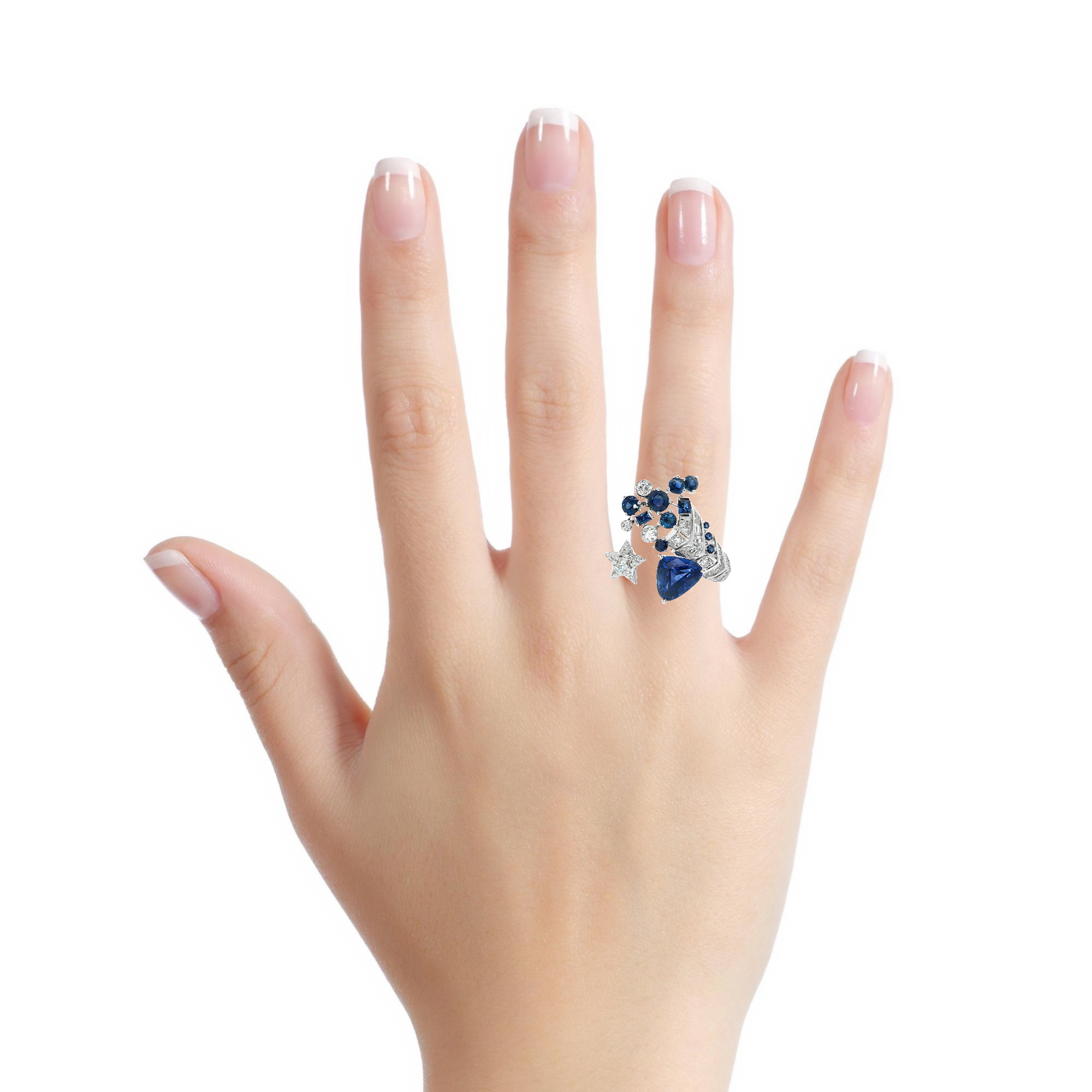Elegant Sapphire Cluster Ring
