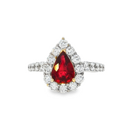 White Gold Ring with Pear-Shaped Ruby