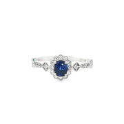 Bague en or 18K avec saphir et diamants latéraux