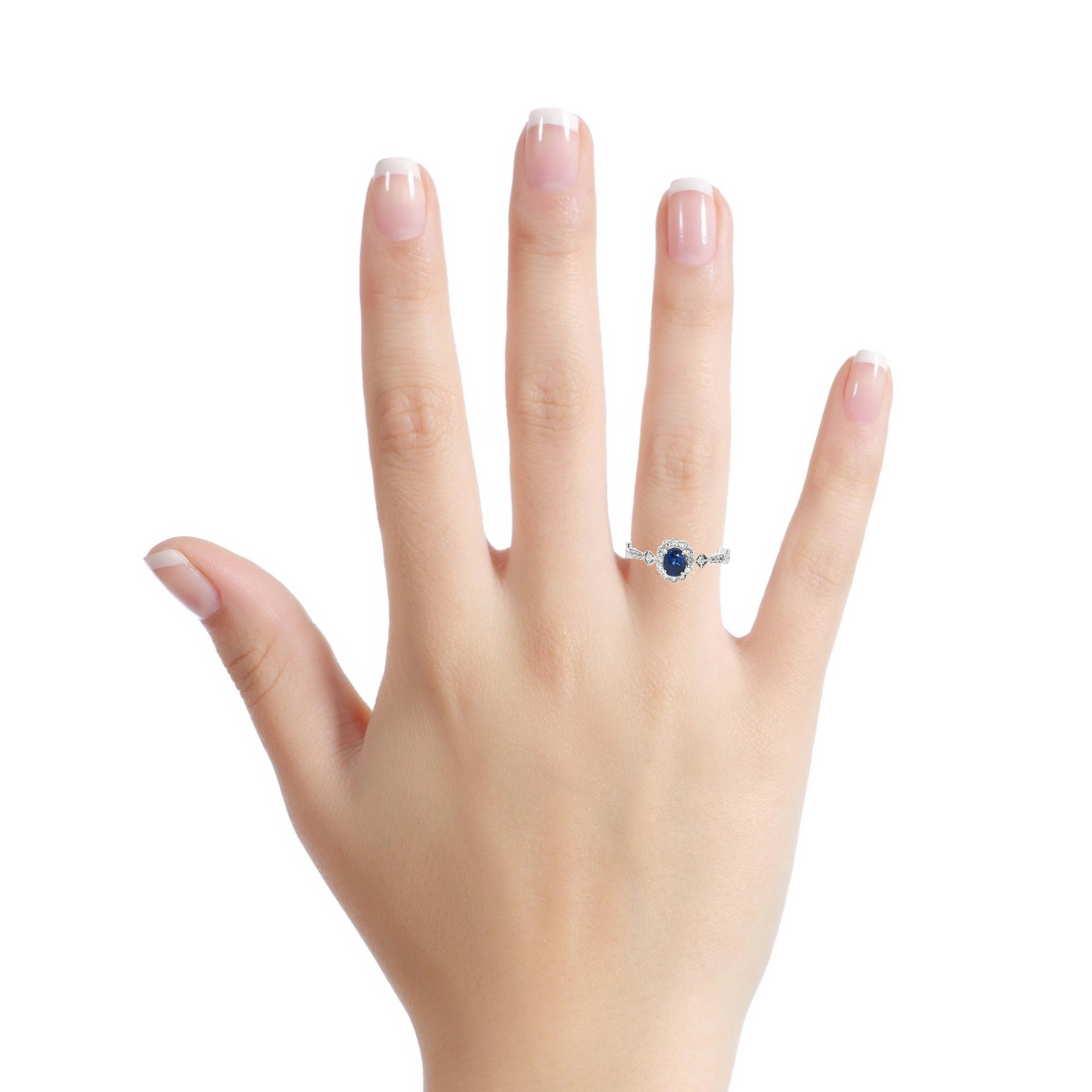 Bague en or 18K avec saphir et diamants latéraux