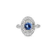 18K Gold Sappire ring with side diamonds