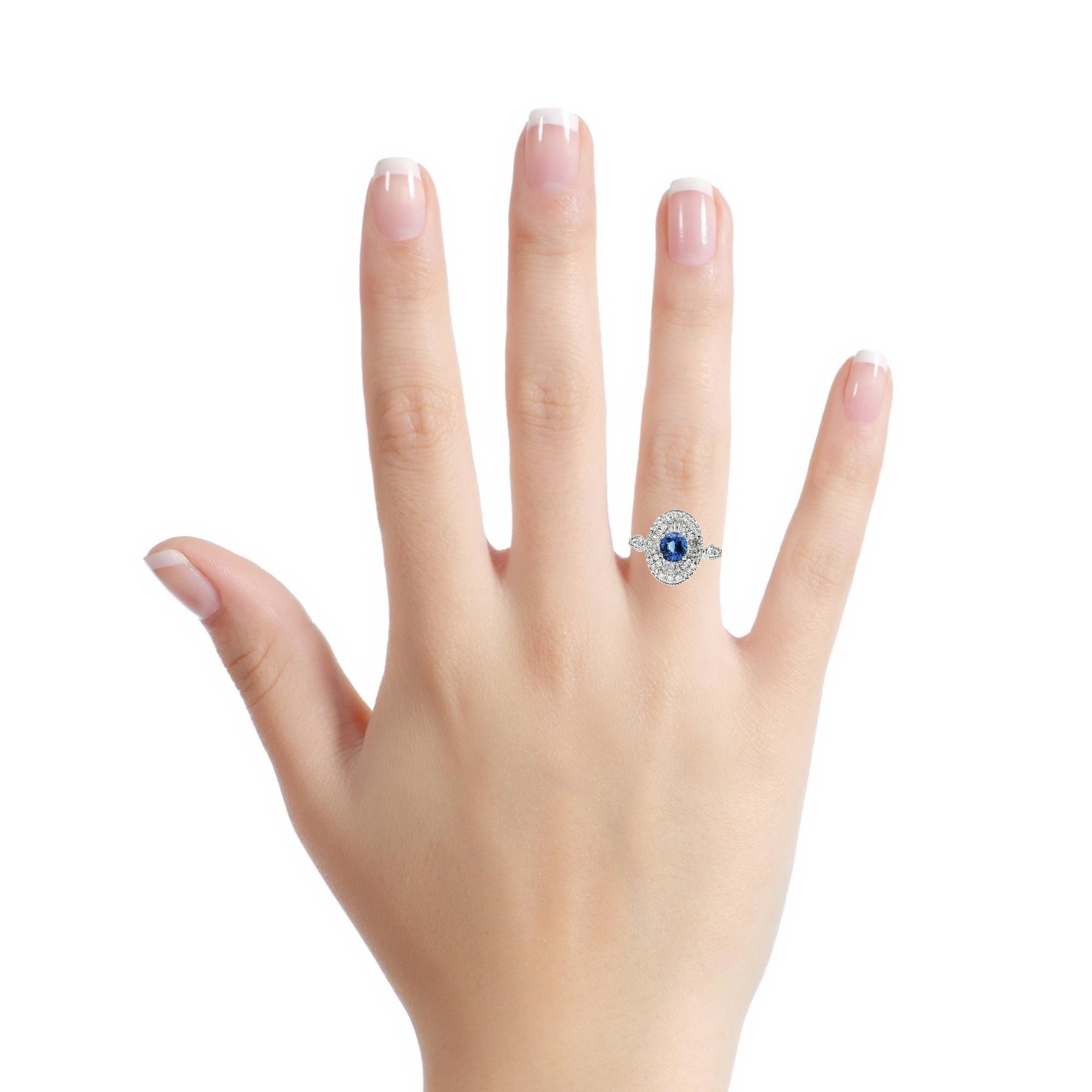 18K Gold Sappire ring with side diamonds