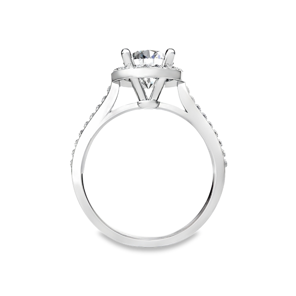 18K Gold Diamond Halo Engagement Ring
