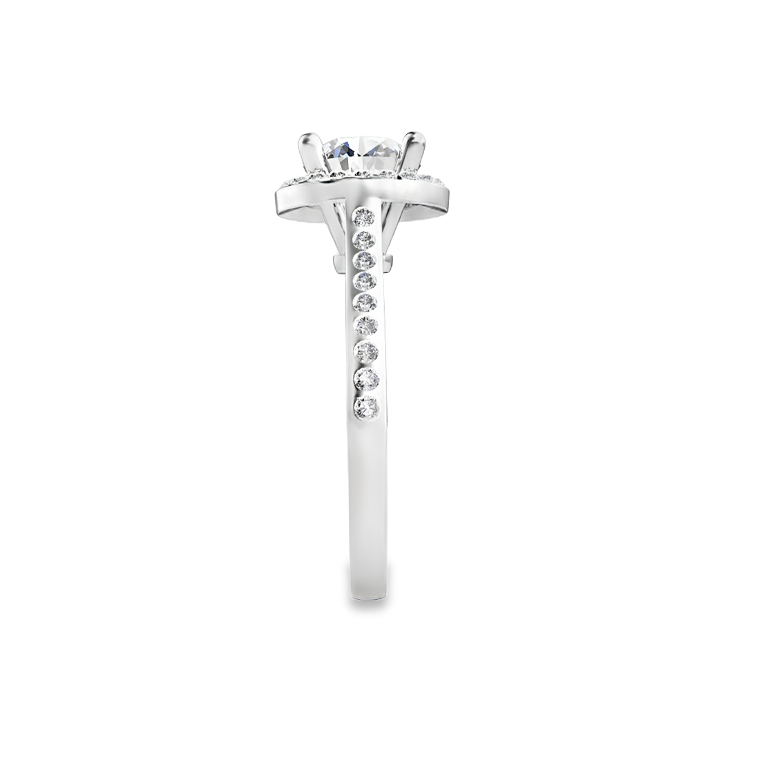 18K Gold Diamond Halo Engagement Ring