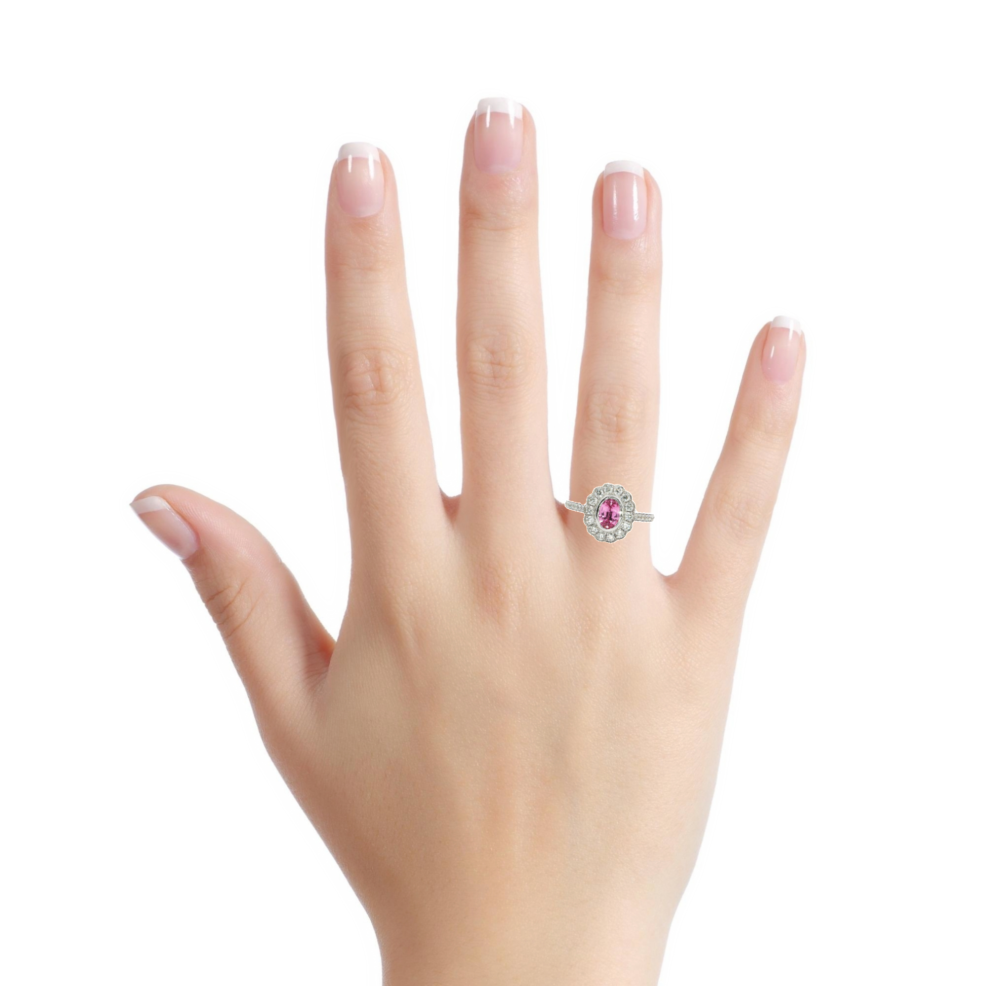 Vivid Pink Sapphire White Gold Engagement Ring