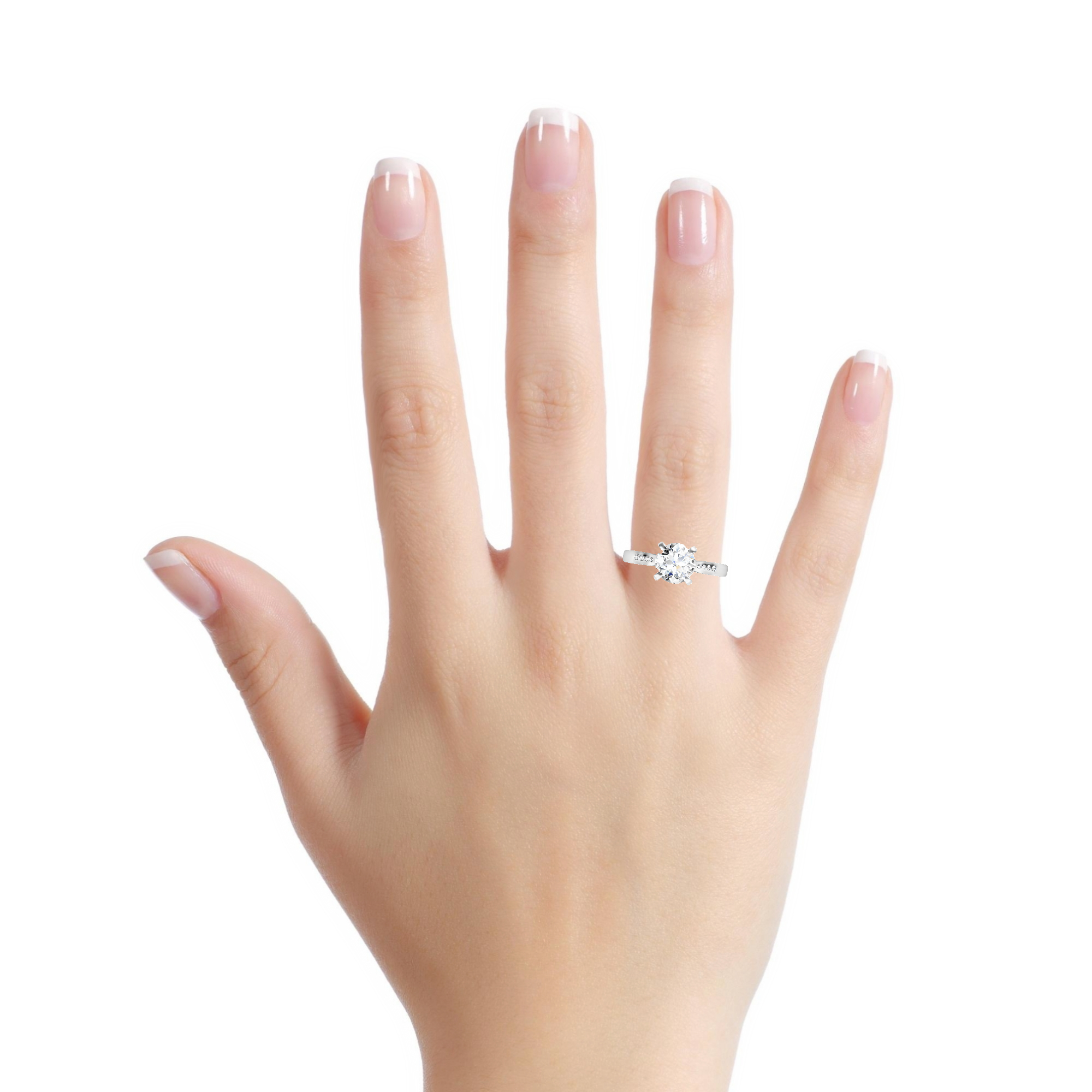 18K Gold Solitaire Ring with Side Stones