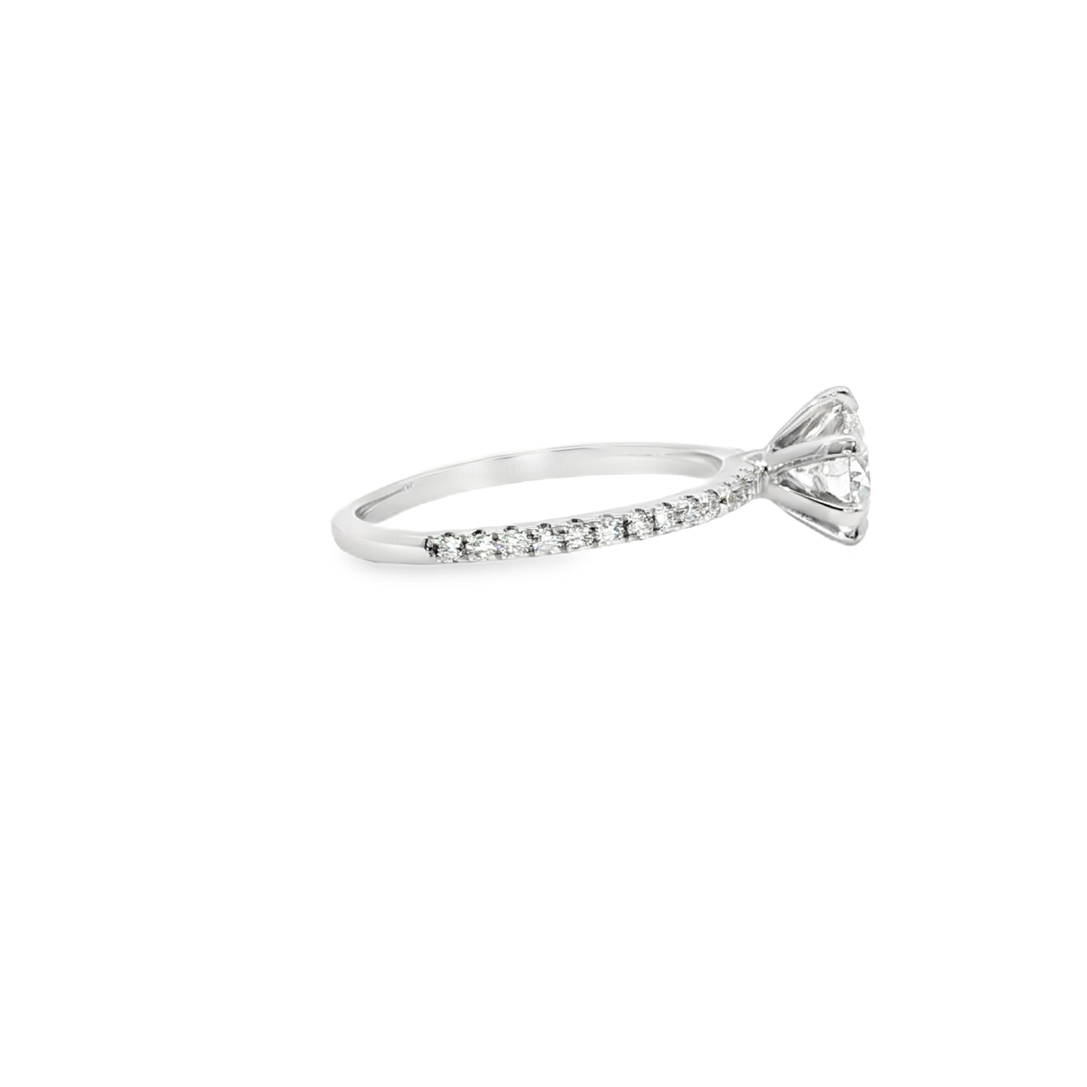18K Bague de fiançailles en or blanc avec diamant taille ronde