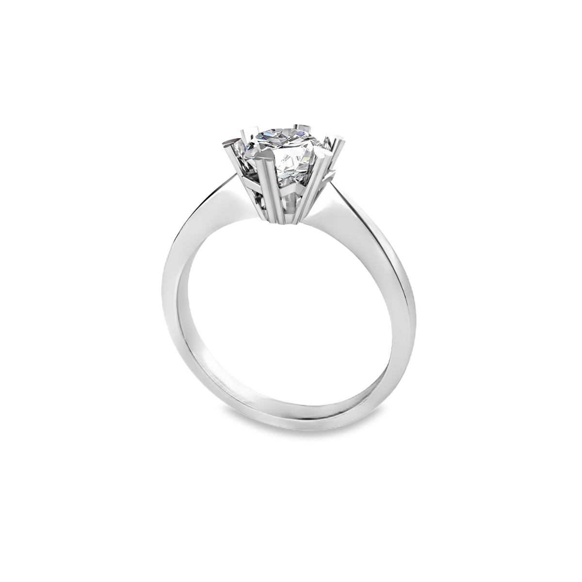 18K White Gold Solitaire Ring with Round Brilliant Diamond