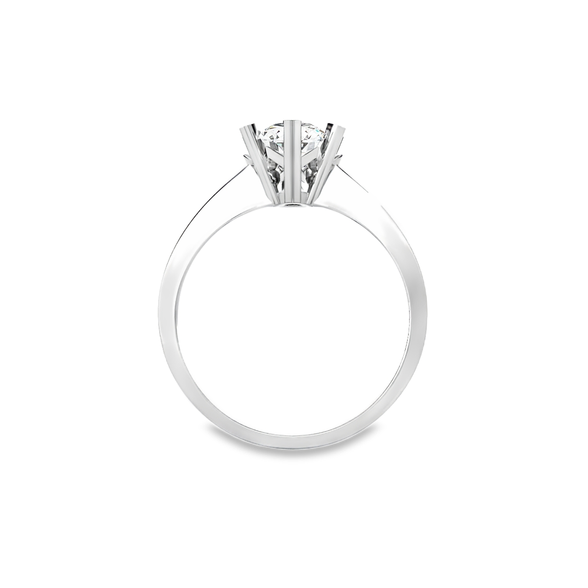 18K White Gold Solitaire Ring with Round Brilliant Diamond