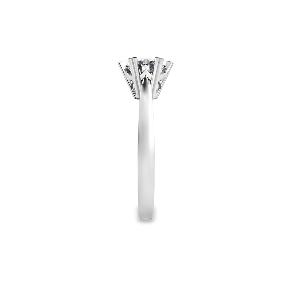 18K White Gold Solitaire Ring with Round Brilliant Diamond