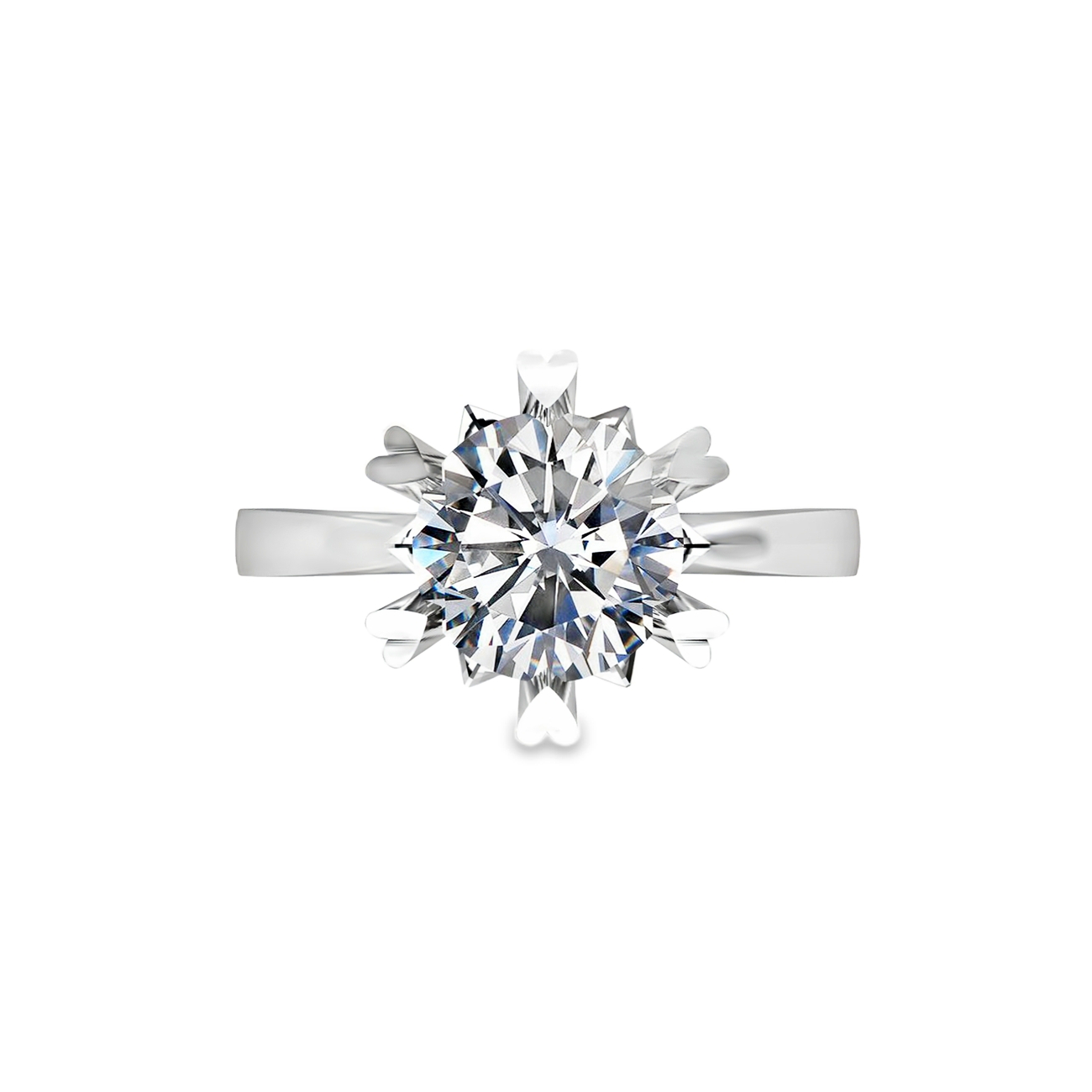 18K White Gold Solitaire Ring with Round Brilliant Diamond