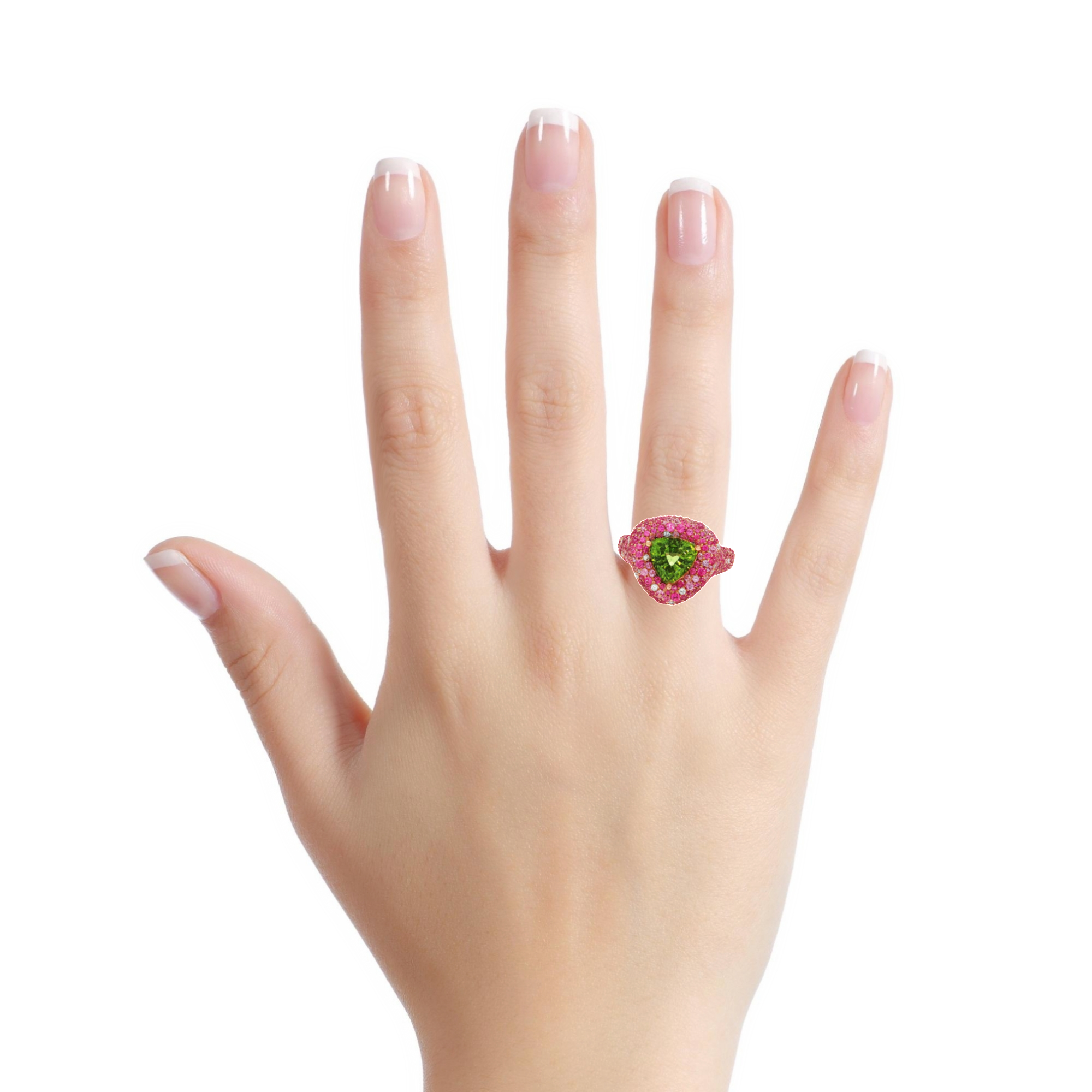 Gold Cocktail Ring with Trillion-Cut Peridot Gemstone