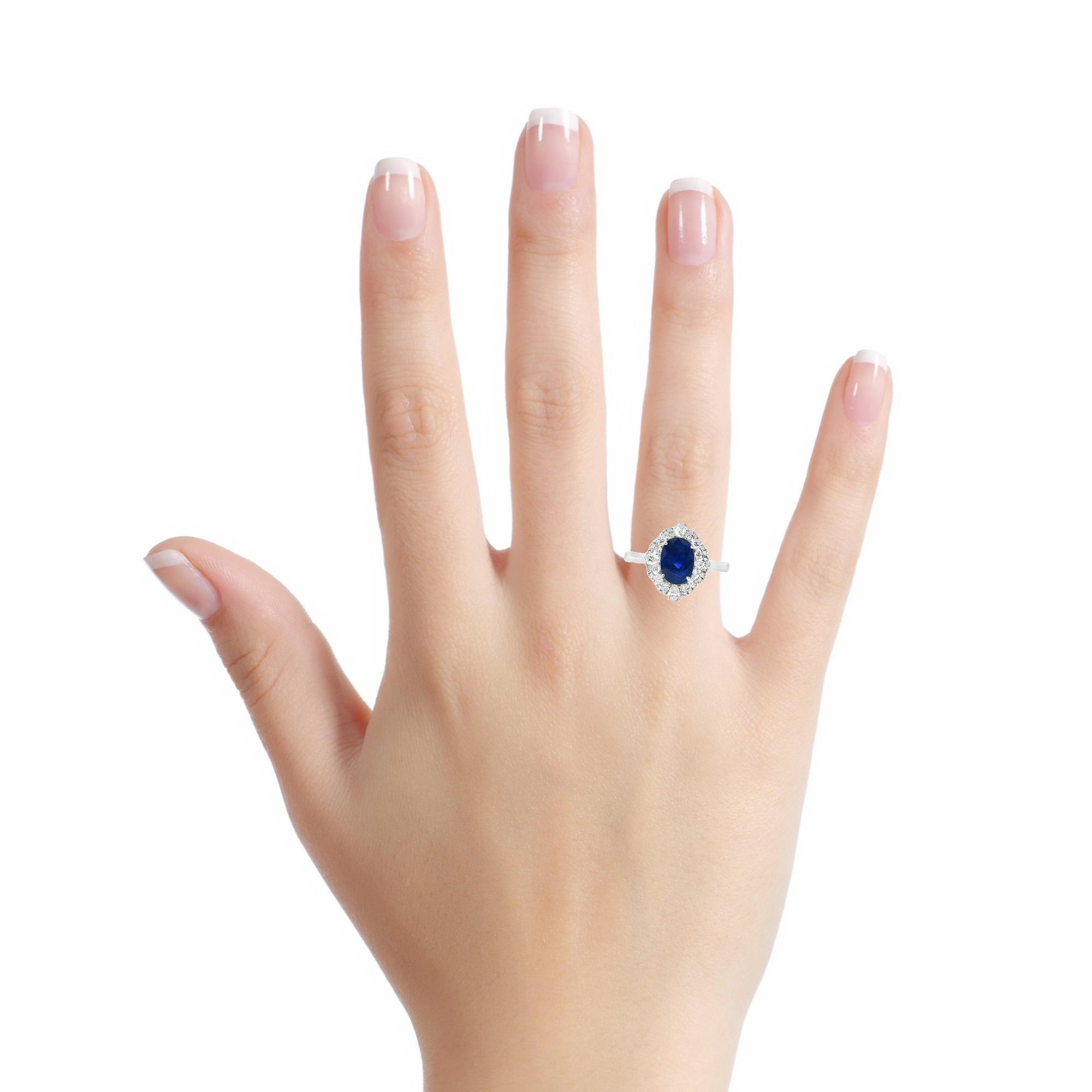 18K White Gold Cocktail Ring with Vivid Blue Sapphire