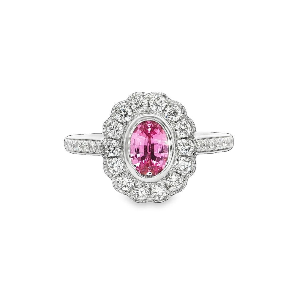 Vivid Pink Sapphire White Gold Engagement Ring