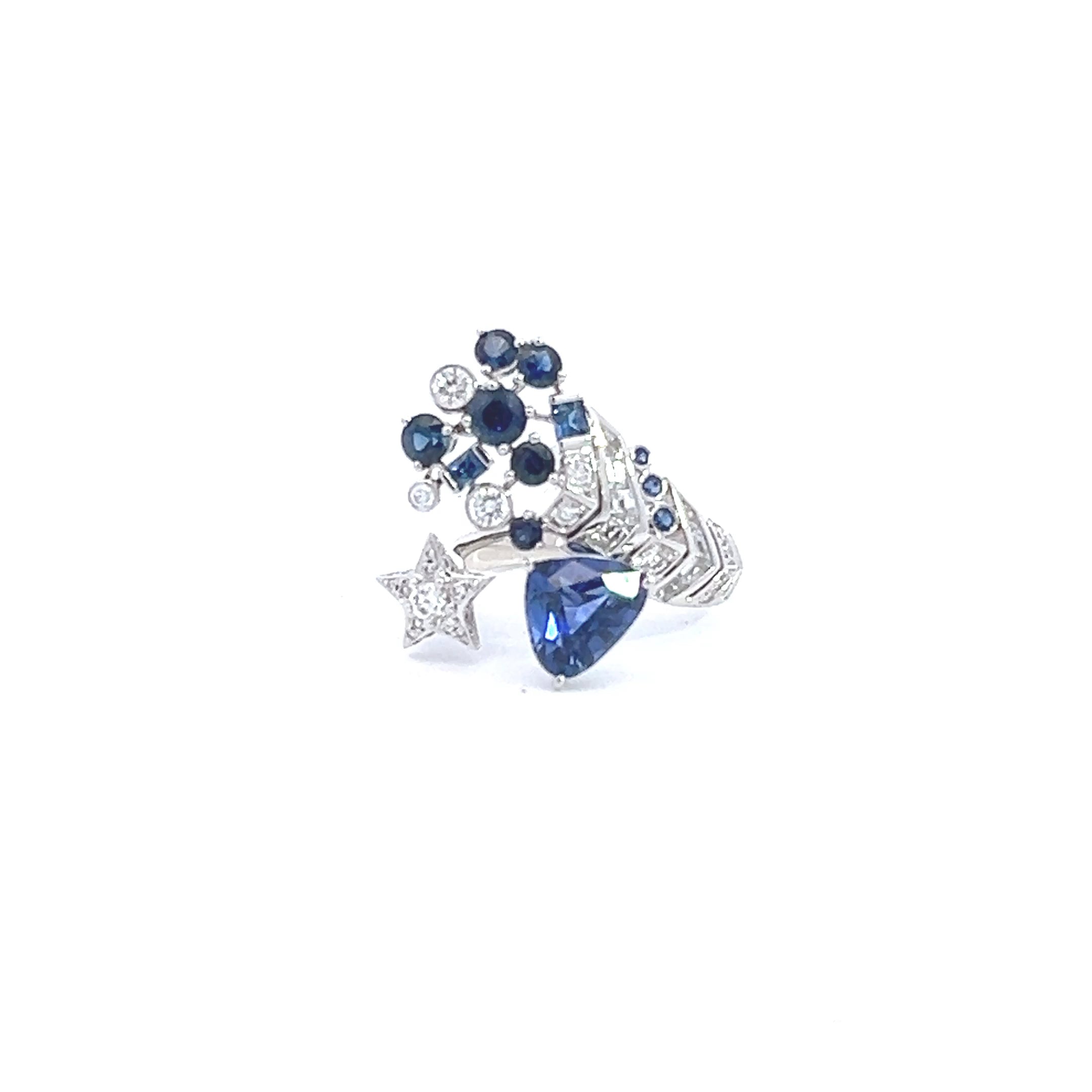 Elegant Sapphire Cluster Ring