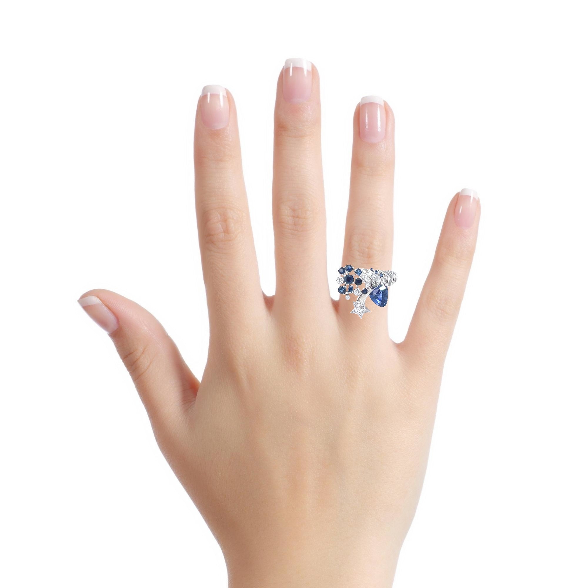Elegant Sapphire Cluster Ring