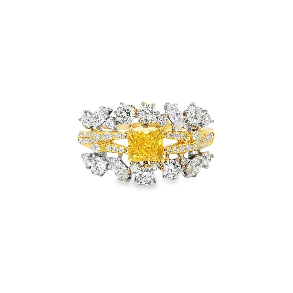 Yellow Gold Stackable Ring Set with Fancy Yellow Diamond