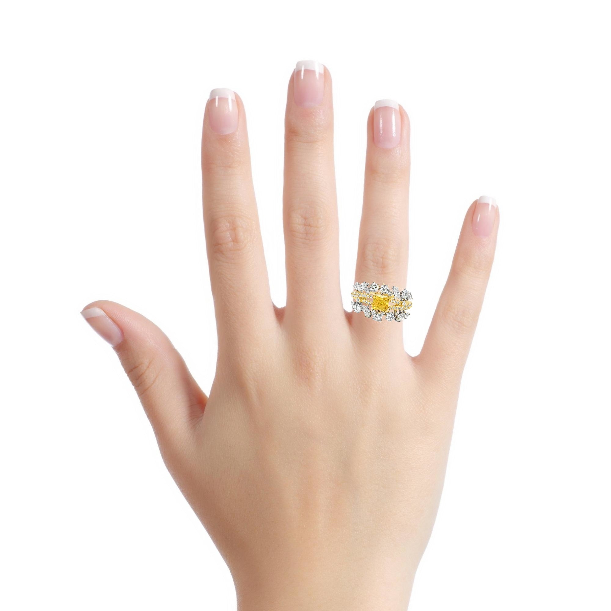 Yellow Gold Stackable Ring Set with Fancy Yellow Diamond