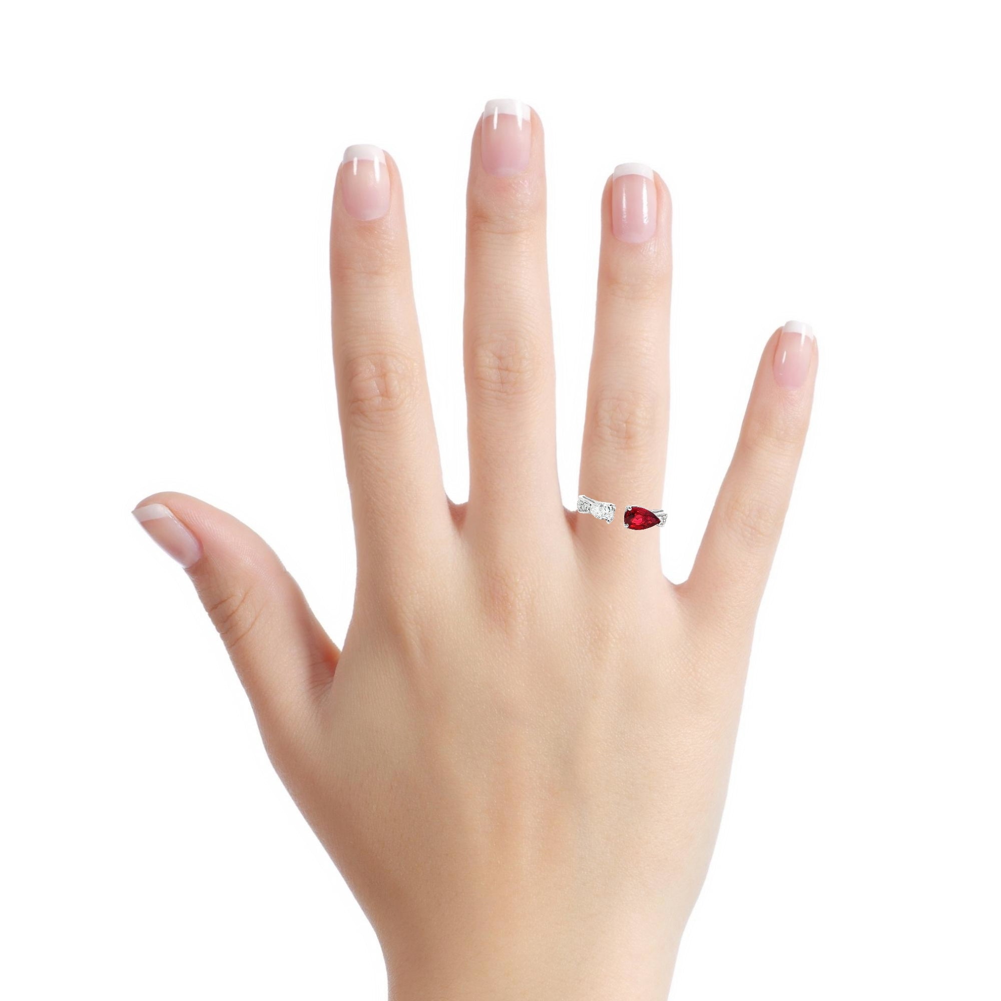 Gold Multistone Ring with Oval Cabochon Ruby