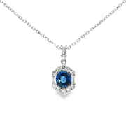 White Gold Necklace with Deep Blue Sapphire Charm