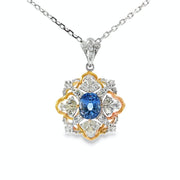 Gold Charm Necklace with Royal Blue Sapphire