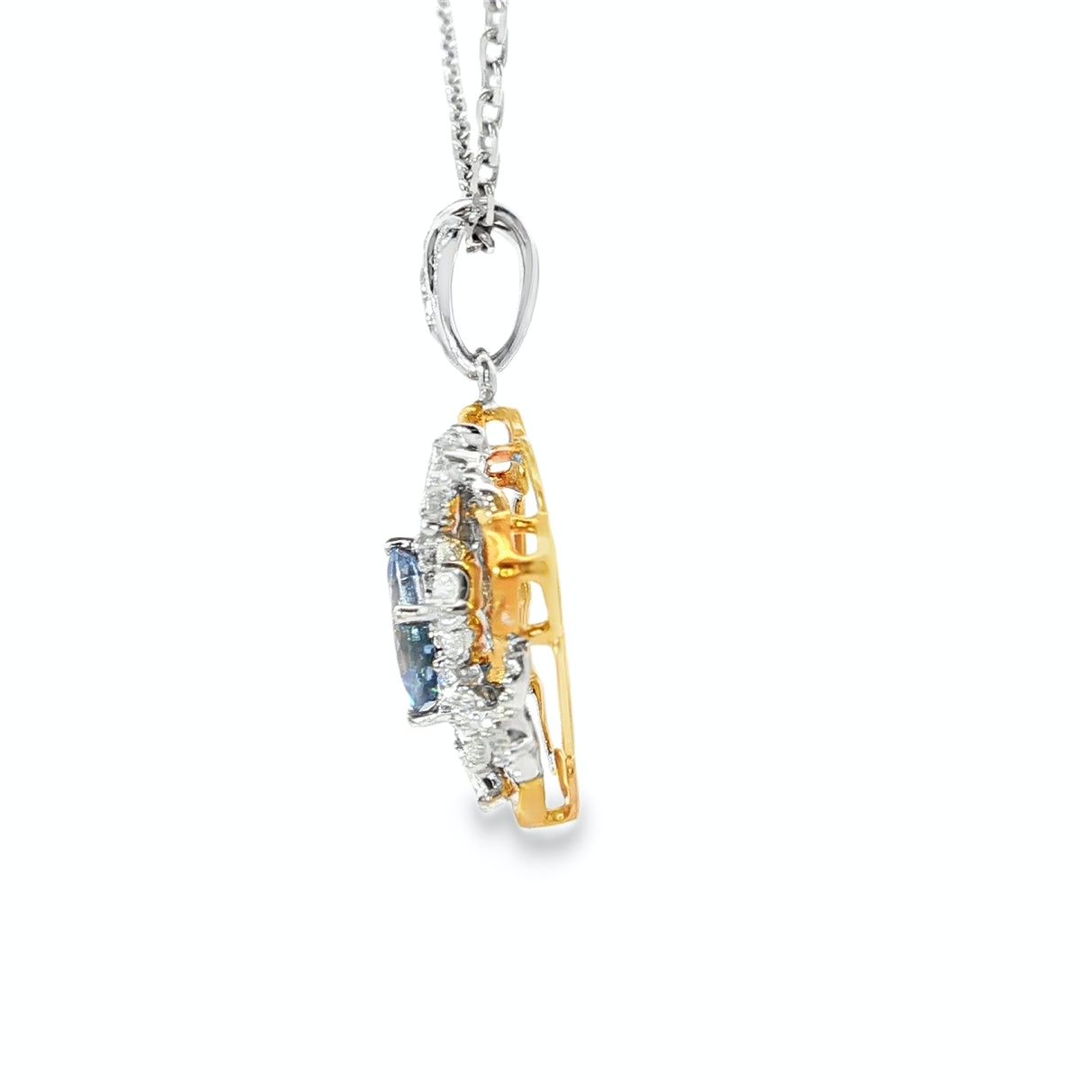 Gold Charm Necklace with Royal Blue Sapphire