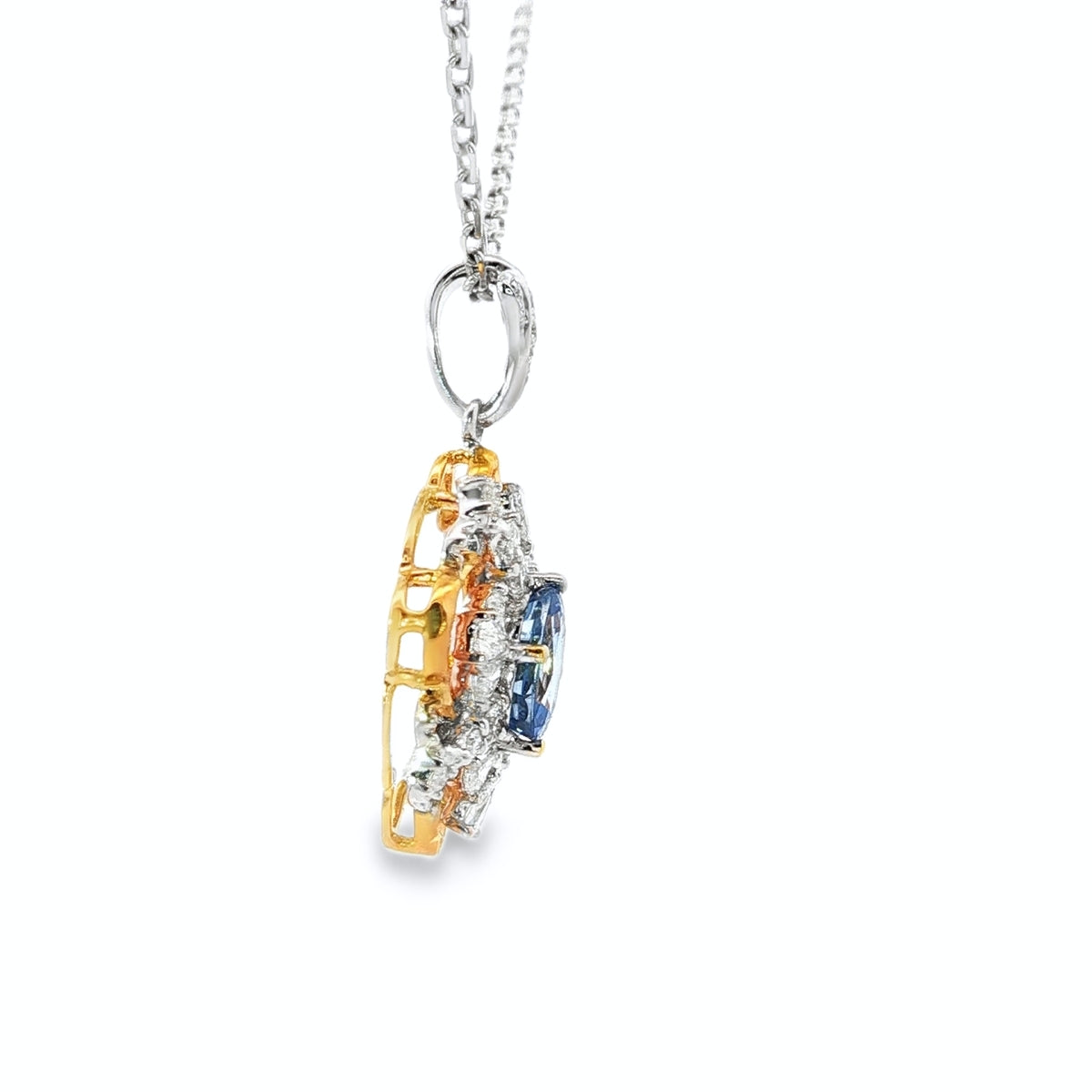 Gold Charm Necklace with Royal Blue Sapphire